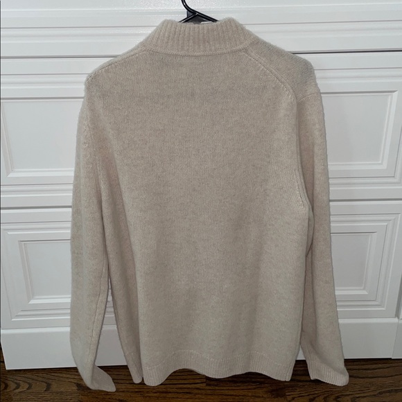 Mens Saks Fifth Avenue Cream Cashmere Zip-Up Sweater - Picture 2 of 7
